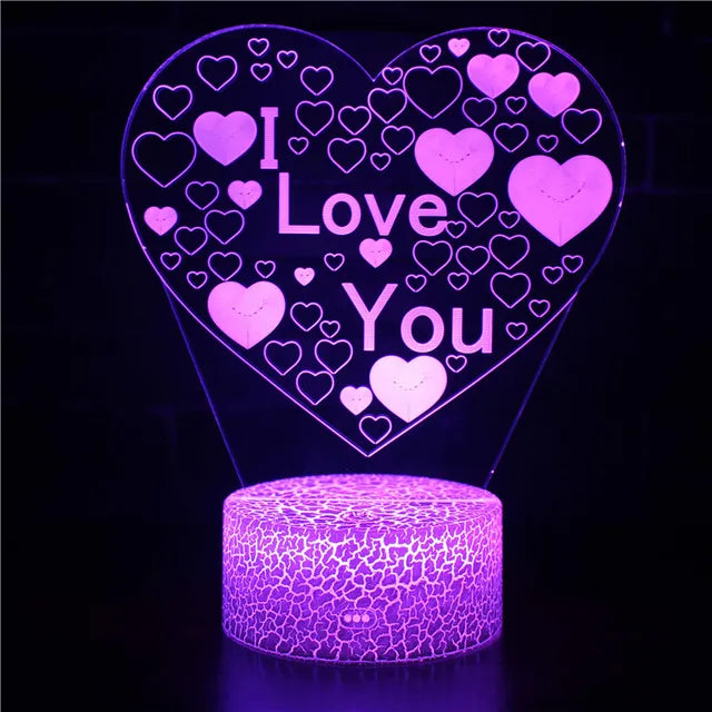 Heart-shaped Rose LED Small Night Lamp 3D Table Lamp