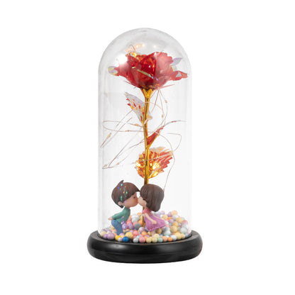 Eternal Rose LED Light Foil Flower In Glass Cover Night Lights