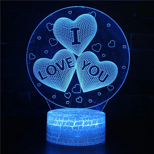 Heart-shaped Rose  LED Small Night Lamp 3D Table Lamp