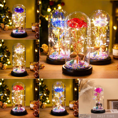 Eternal Rose LED Light Foil Flower In Glass Cover Night Lights